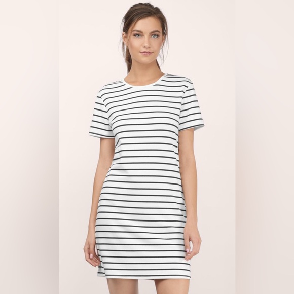 TOBI Striped White Tee Shirt Dress - Small - Picture 1 of 9